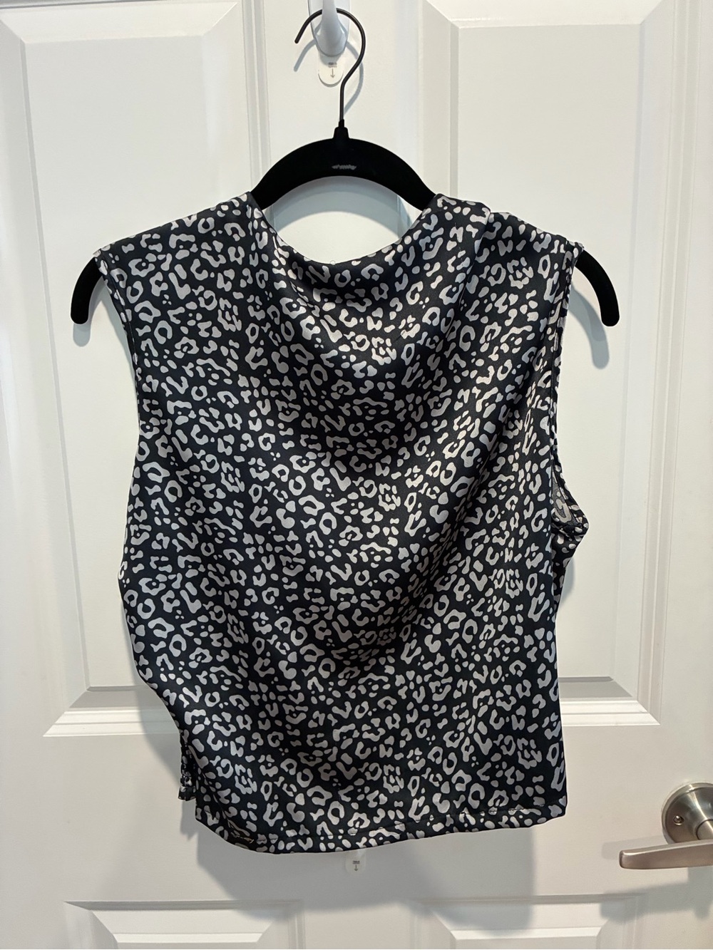 Black & White Leopard Mock Neck Camisole